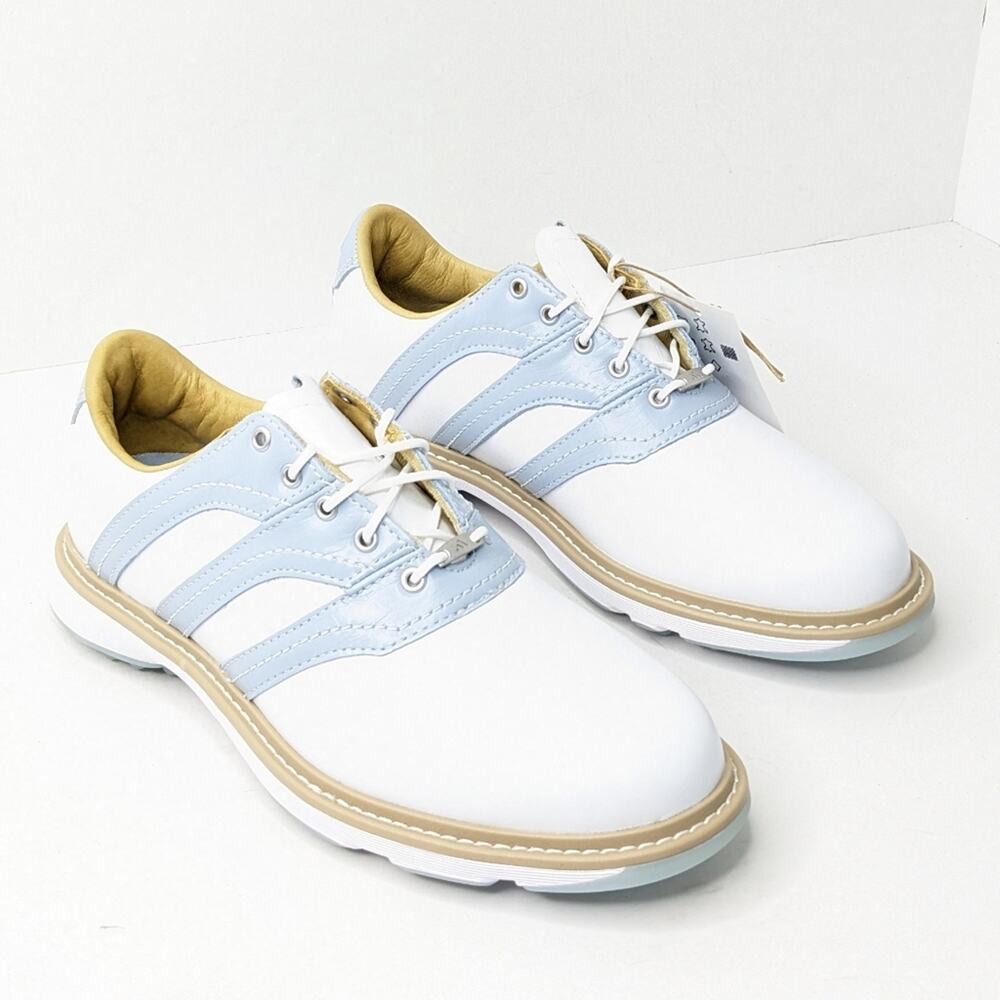 Adidas MC Z-Traxion Spikeless Golf Shoes, White/Blue, Women's 6